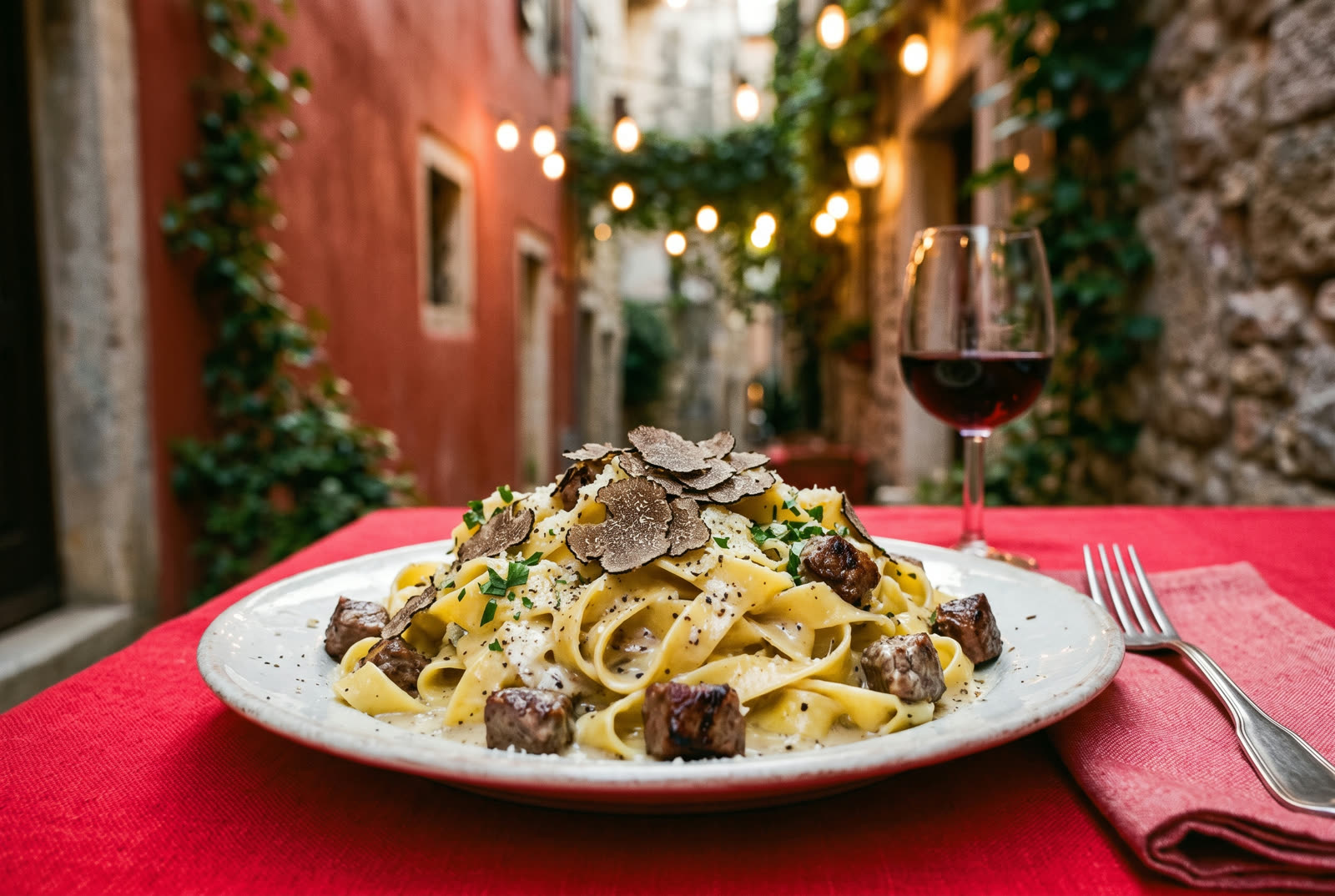 Tagliatelle s tartufom i biftekom