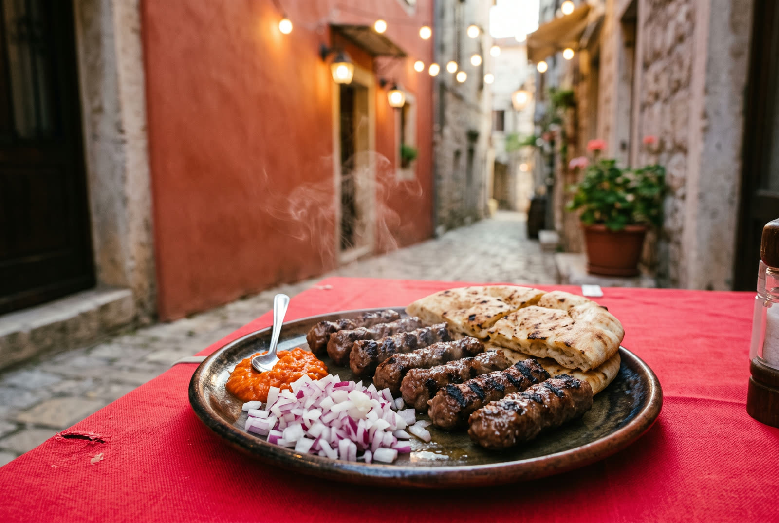 Ćevapčići s lukom i ajvarom